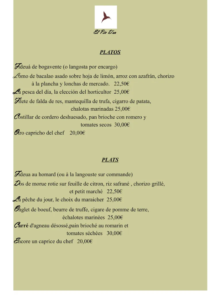 Menü_Restaurant Pic D'or_Benissa_Bild_2