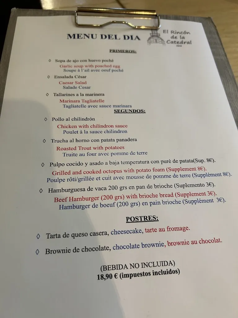 Menu_El Rincón de la Catedral_Jaca_image_1