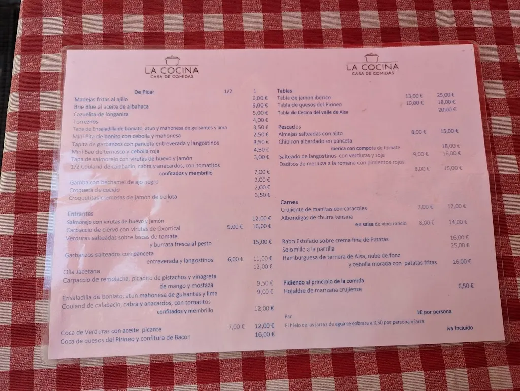 Menu_La Cocina. Casa de Comidas en Jaca_Jaca_image_3