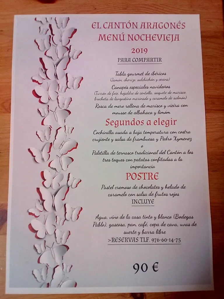 Menu_Restaurante El Cantón Aragonés_La Almunia de Doña Godina_immagine_1