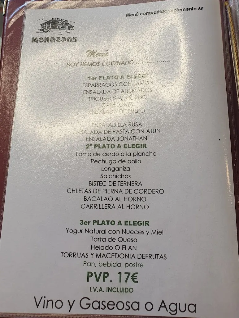 Menu_Hotel-Restaurante Monrepós_Nueno_image_1