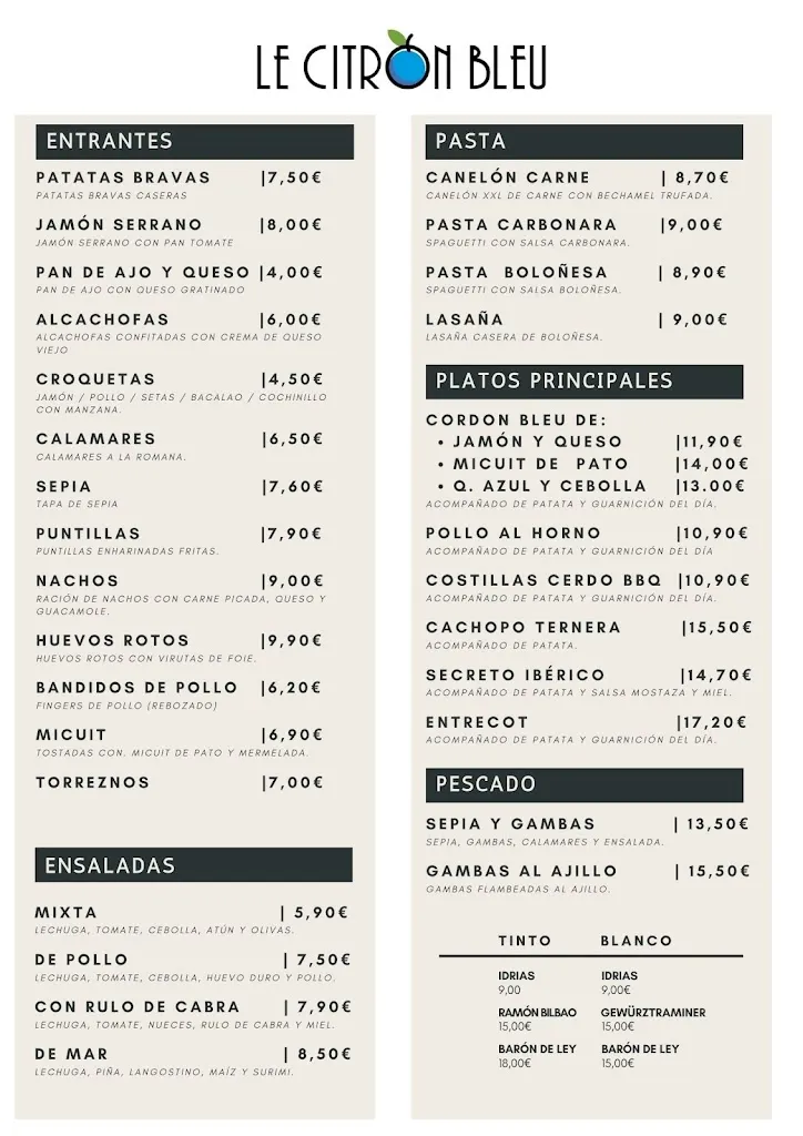 Menu_Le Citron Bleu - Restaurant_Mequinensa / Mequinenza_image_1