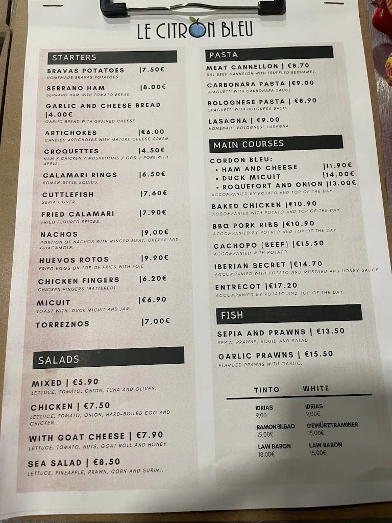 Menu_Le Citron Bleu - Restaurant_Mequinensa / Mequinenza_image_4
