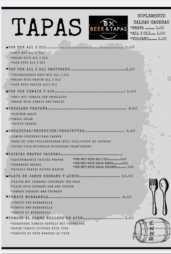 Menu_Beer & Tapas_Mequinensa / Mequinenza_immagine_3