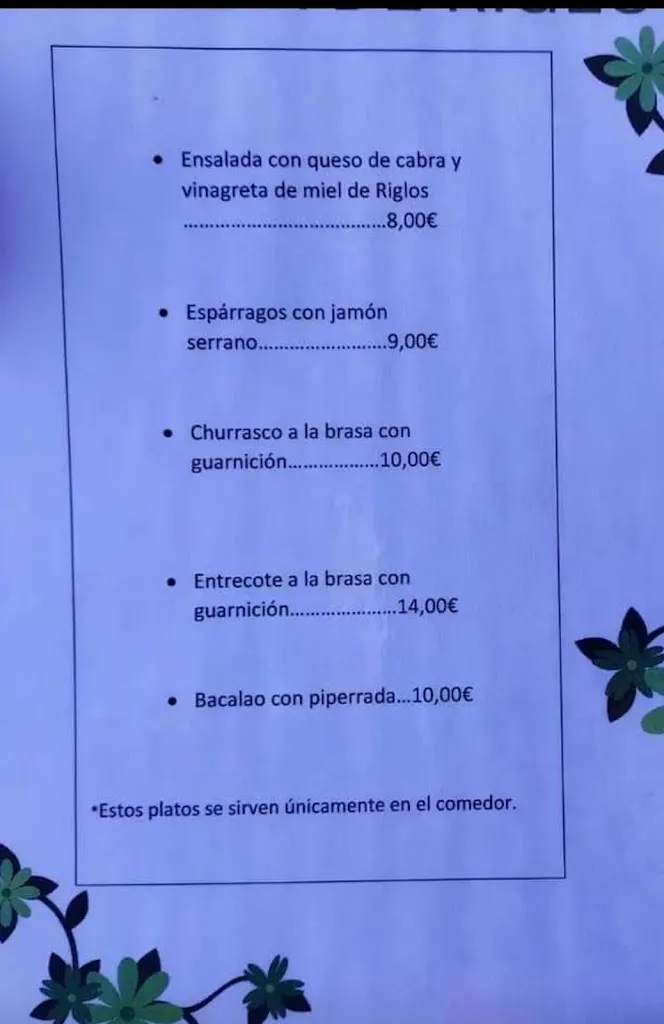 Menu_Bar-Restaurante El Puro_Peñas de Riglos Las_image_1