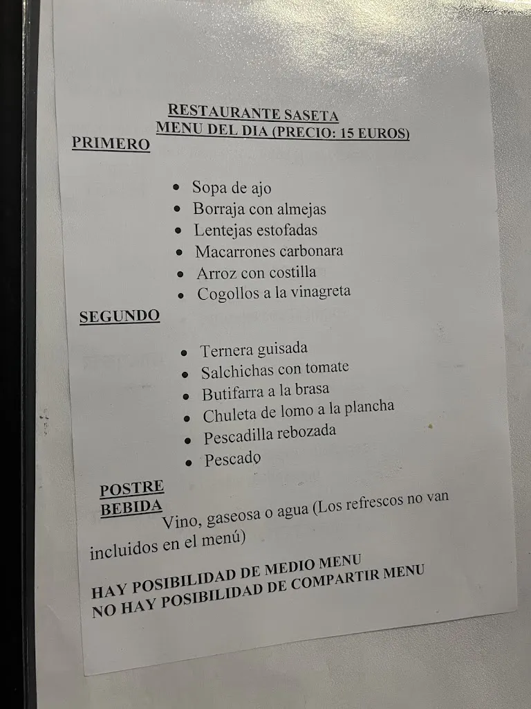 Menu_Restaurante Cafetería Saseta Sl_Puebla de Alfindén_image_1