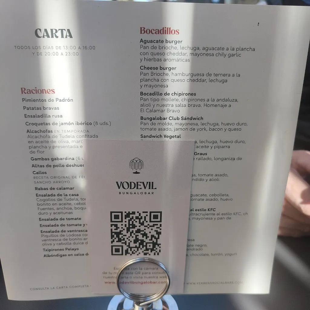 Menu_Vodevil Bungalobar_Montecanal_image_1