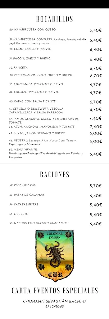 Menu_CBR Colonial Tavern_Montecanal_image_1