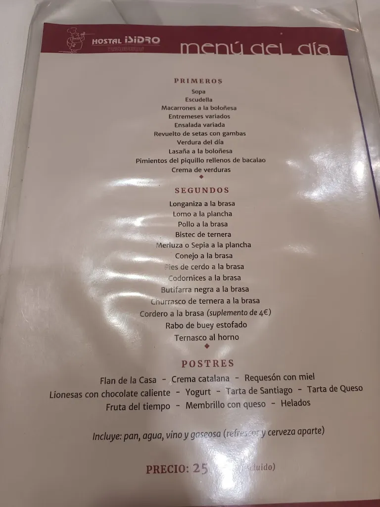 Menu_Hotel Isidro_Puente de Montañana_image_1