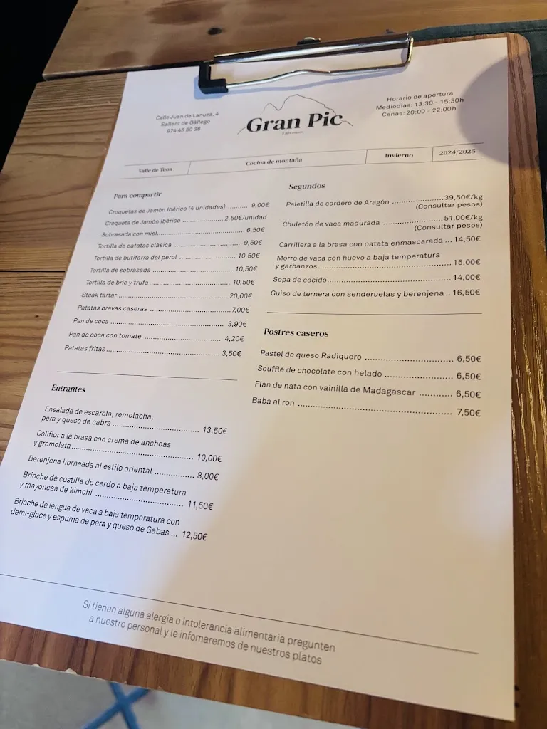 Menu_Gran Pic restaurante_Sallent de Gállego_image_2