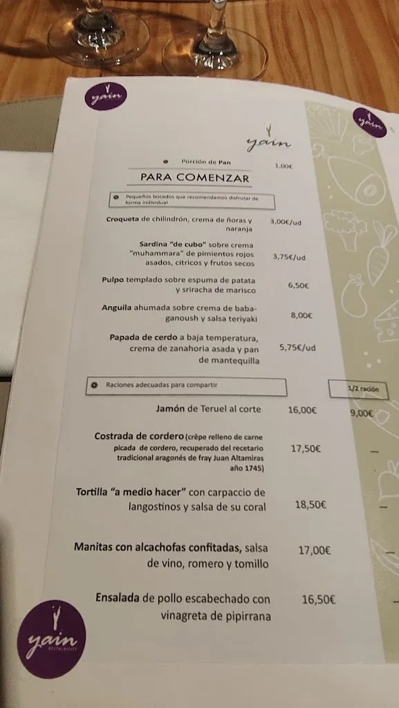 Menu_Restaurante Yain_Provincia de Teruel_image_1