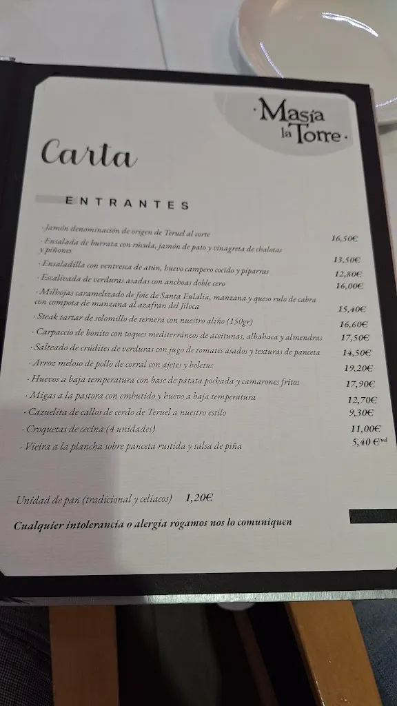 Menu_Hotel Masía La Torre_Provincia de Teruel_image_2