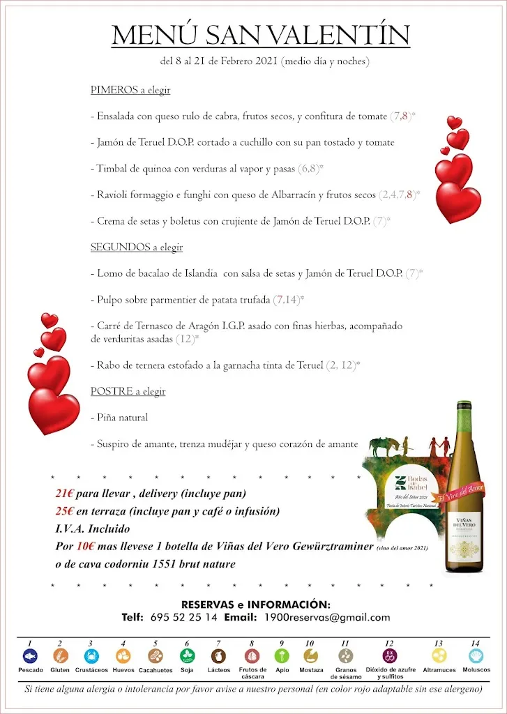 Menu_Restaurante-Café 1900 Teruel_Provincia de Teruel_immagine_1