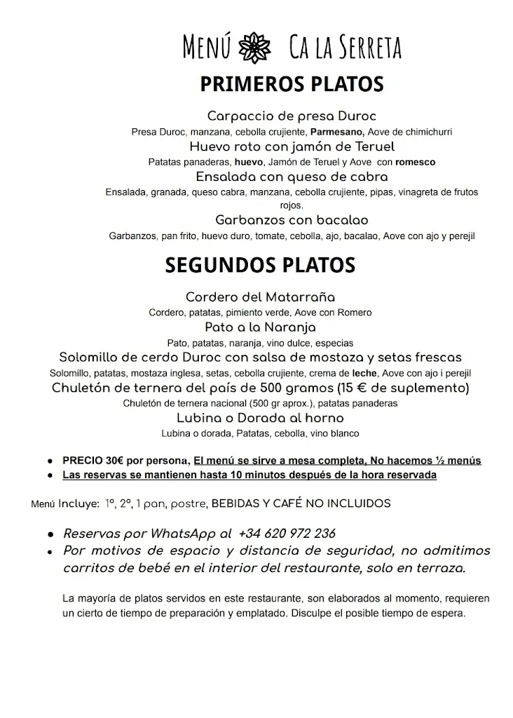 Menu_Restaurante y Casa Rural Ca la Serreta_Provincia de Teruel_image_1