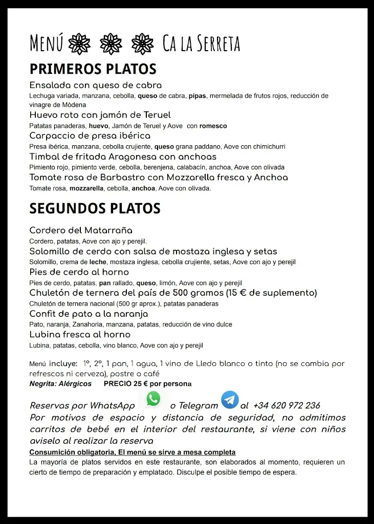 Menu_Restaurante y Casa Rural Ca la Serreta_Provincia de Teruel_image_2