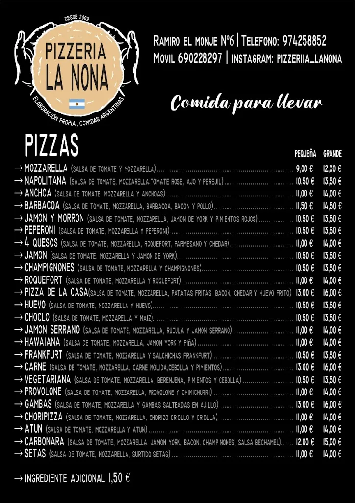 Menu_Pizzeria La Nona_Sabiñánigo_immagine_2