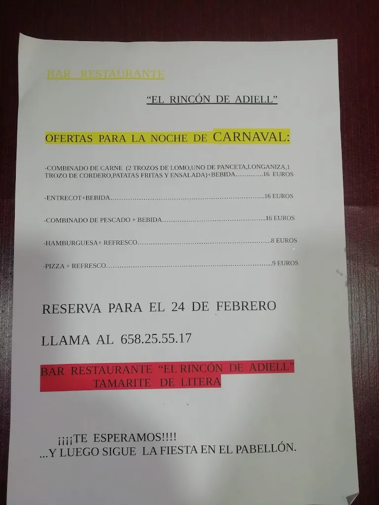 Menu_Bar Restaurante El Rincón de Adiell_Tamarite de Litera_image_2