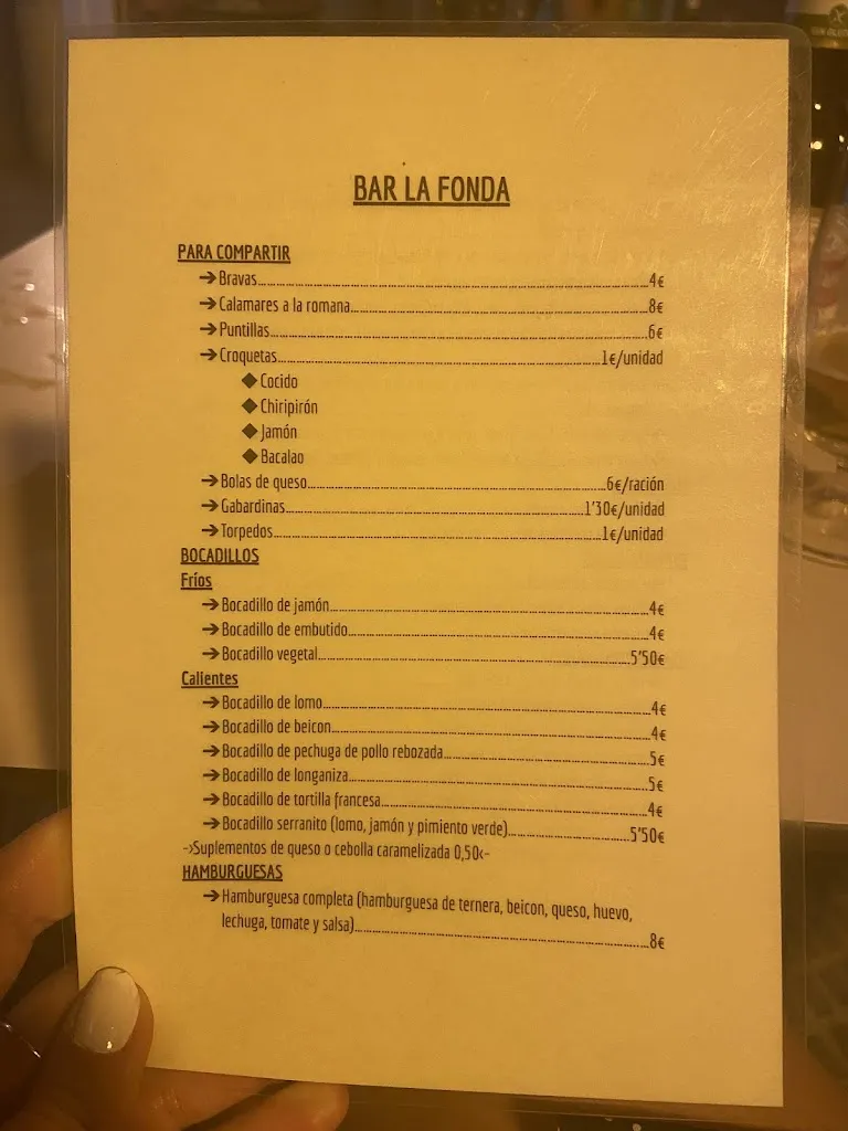 Menu_Bar la Fonda_Tamarite de Litera_image_2