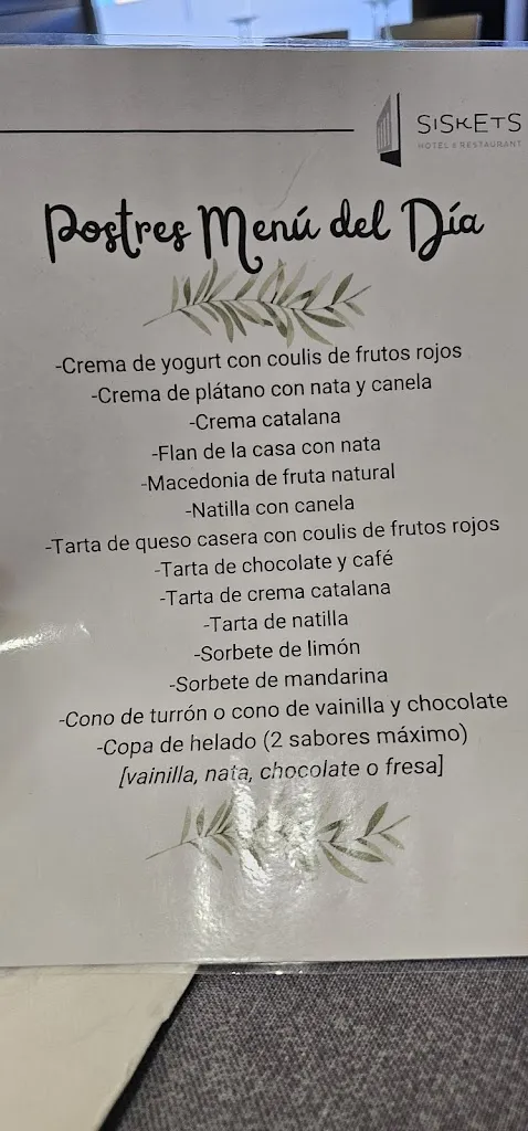 Menu_Restaurante Siskets_Torrente de Cinca_image_1