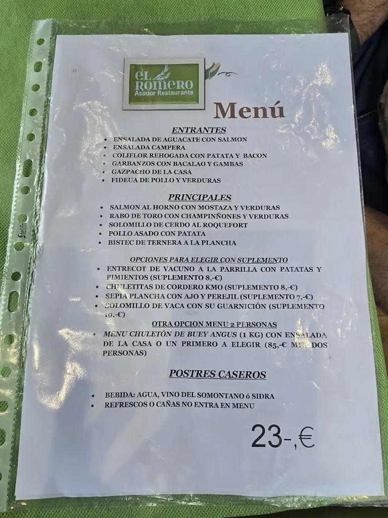 Menu_Restaurante-Asador El Romero_Valle de Lierp_image_1