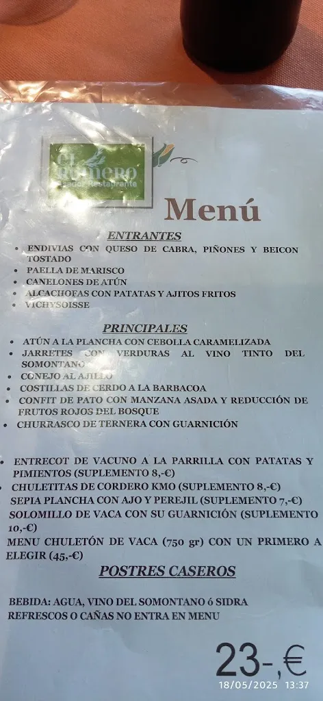 Menu_Restaurante-Asador El Romero_Valle de Lierp_image_3
