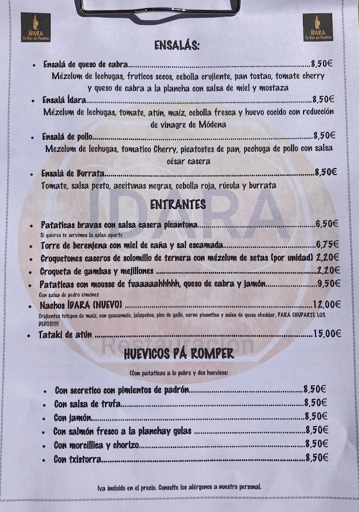 Menu_ÍDARA, Tu bar de pinchos_Torre la Ribera_image_2