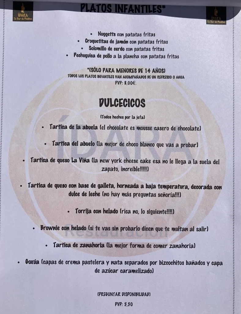 Menu_ÍDARA, Tu bar de pinchos_Torre la Ribera_image_4