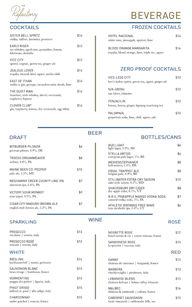 Menu_The Refectory_Villanova_immagine_4