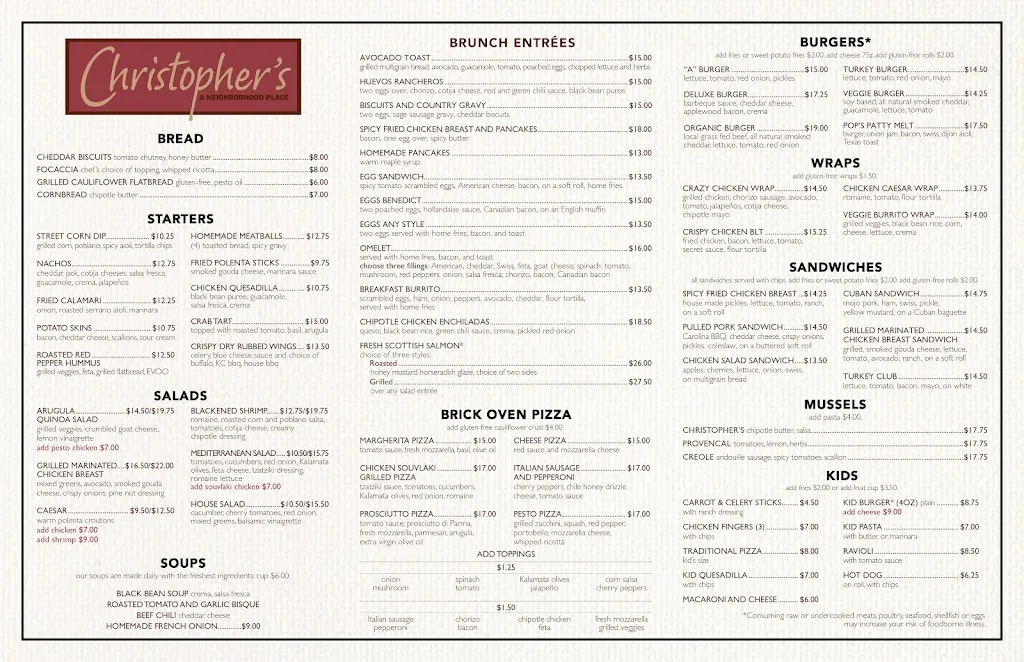 Menu_Christopher's a Neighborhood Place_Villanova_image_1