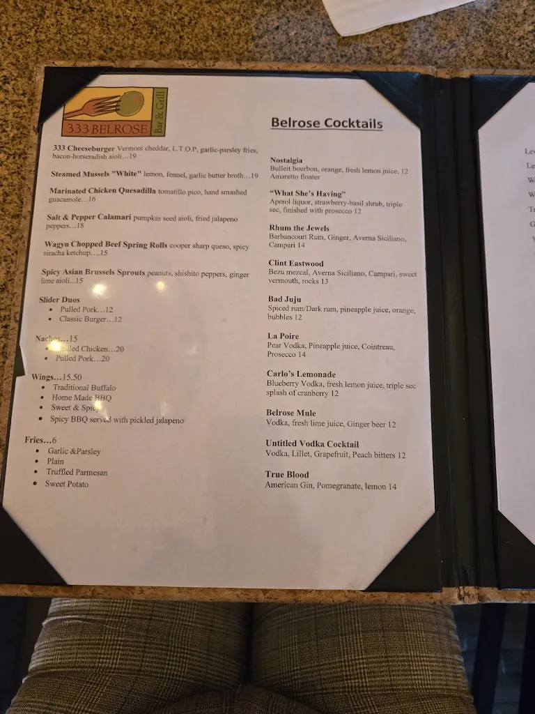 Menu_333 Belrose Bar & Grill_Villanova_image_4