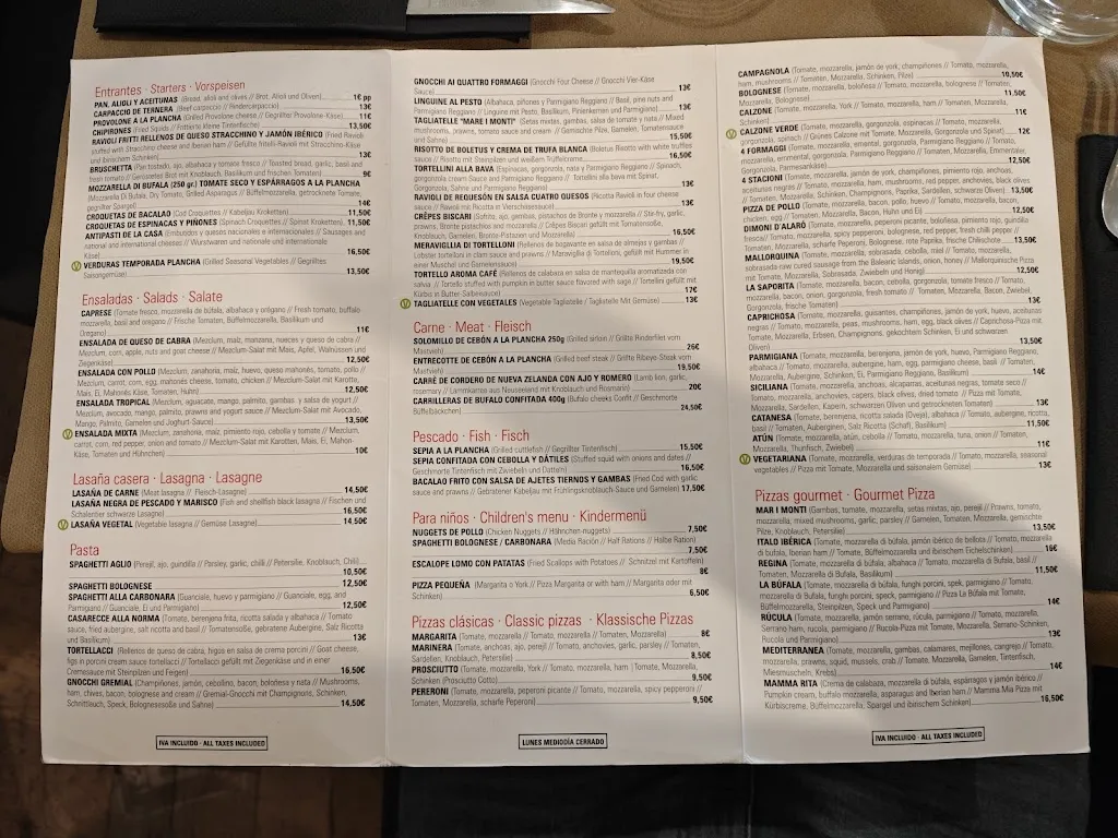 Menu_La Bufala Restaurante italiano_Alaró_immagine_2