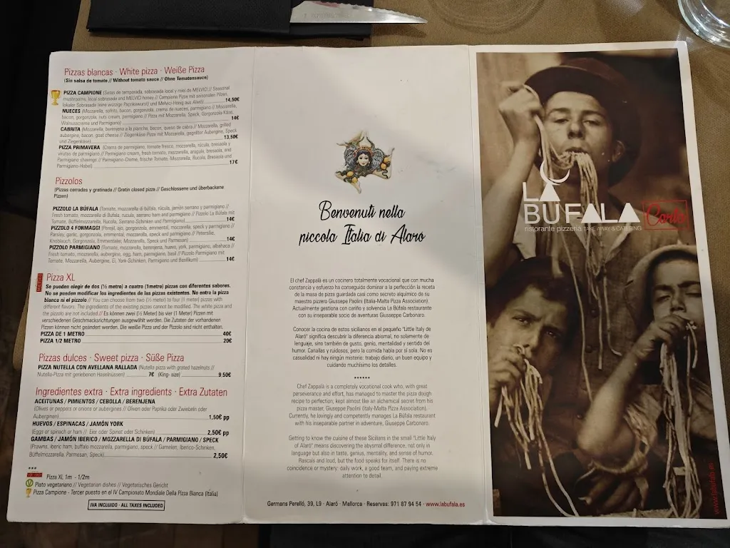 Menu_La Bufala Restaurante italiano_Alaró_immagine_4