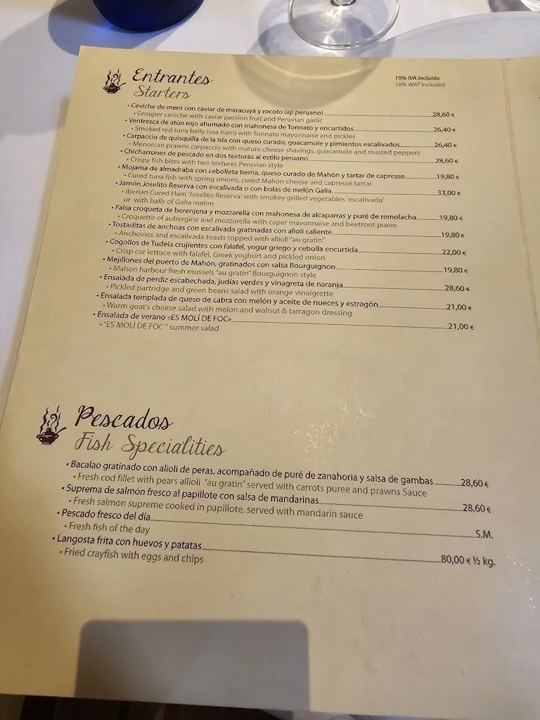 Menu_Restaurant Es Molí de Foc_Alaior_immagine_1