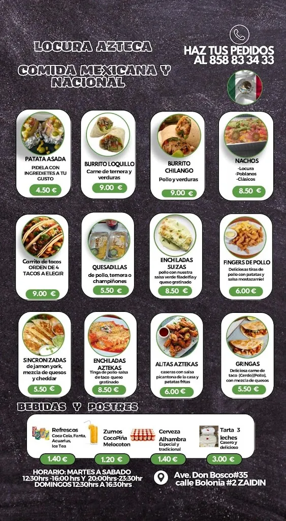 Menu_Locura Azteca_Zaidín_immagine_2