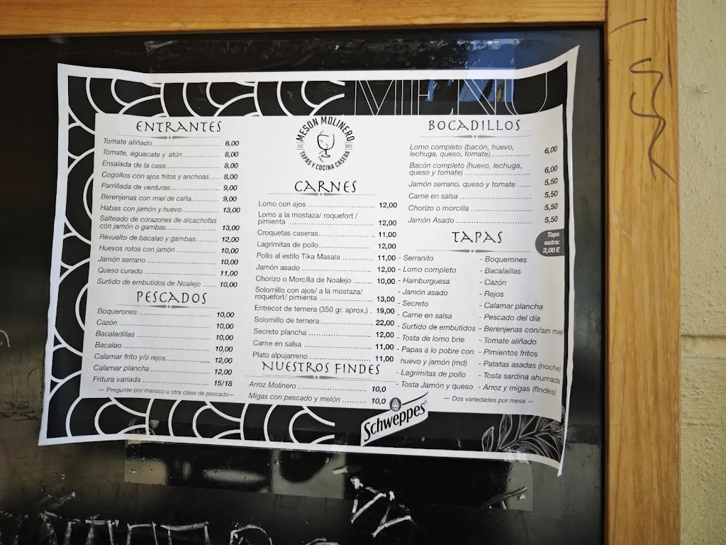 Menü_Bar Mesón Molinero_Zaidín_Bild_2