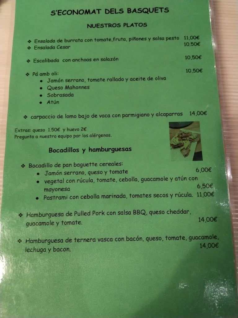 Menu_S'ECONOMAT dels Basquetes// Coffees, pintxos, plato del dia, burguers, & mas_Bunyola_image_3