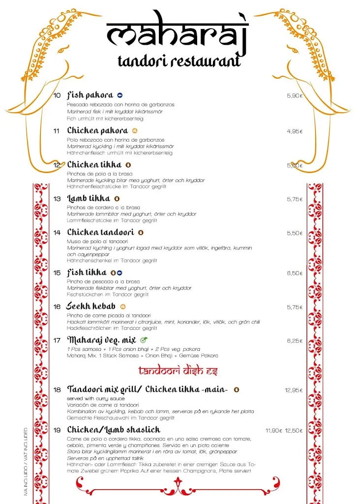 Menu_MAHARAJ INDIAN PAKISTANI RESTAURANT_Alcúdia_immagine_1