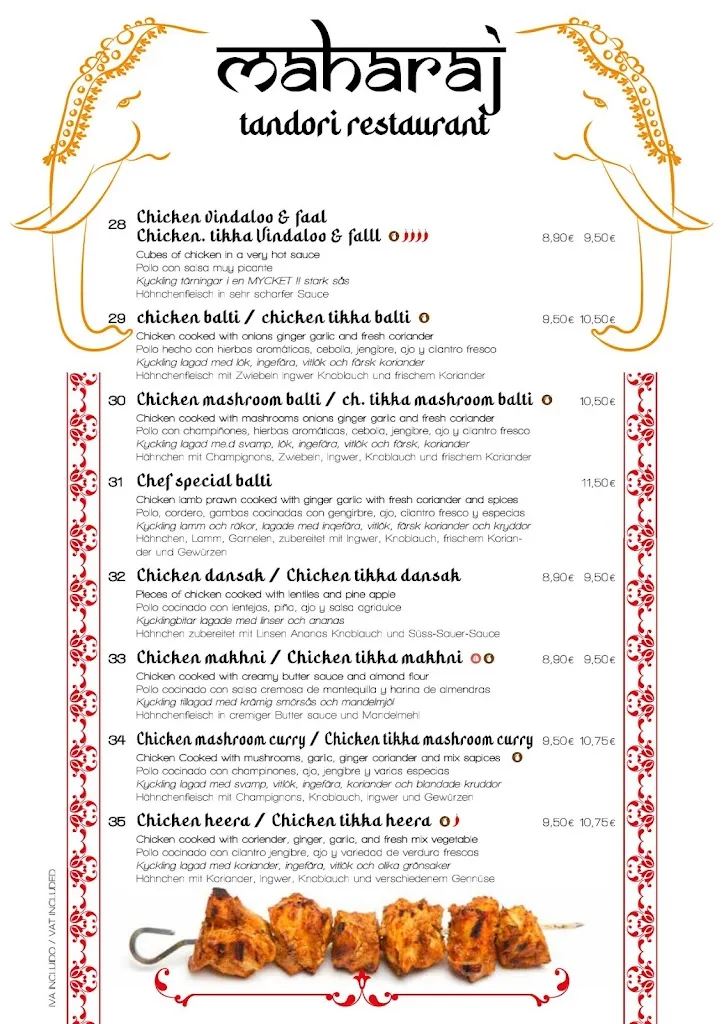 Menu_MAHARAJ INDIAN PAKISTANI RESTAURANT_Alcúdia_immagine_3