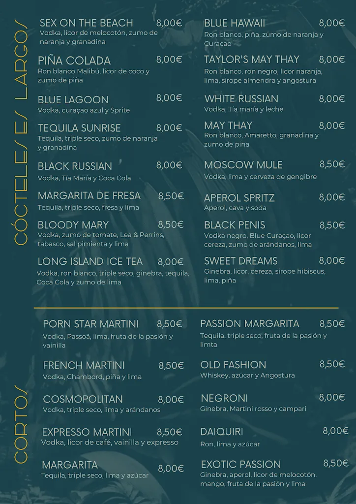 Menu_Taylor's Cocktail & Restaurant_Calvià_image_1