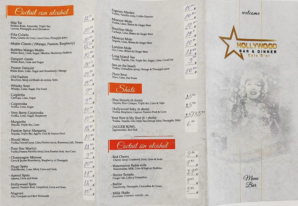 Menu_Hollywood Bar & Dinner_Cala d'Or_image_1