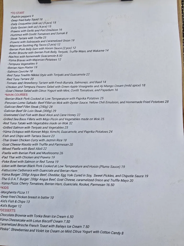 Menü_Restaurante Yüma_Cala d'Or_Bild_1