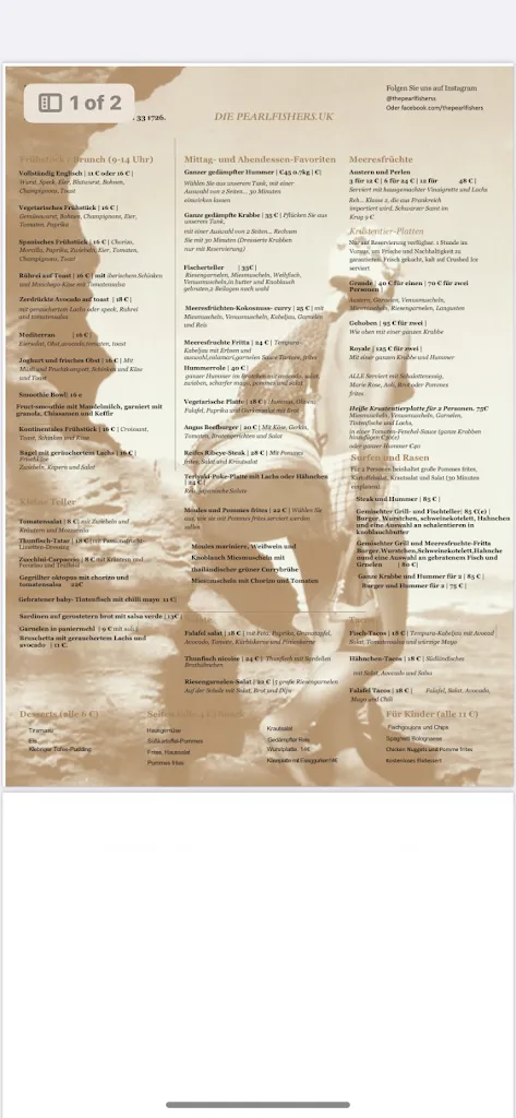 Menu_The Pearlfishers Lobster shack_Cala d'Or_image_2