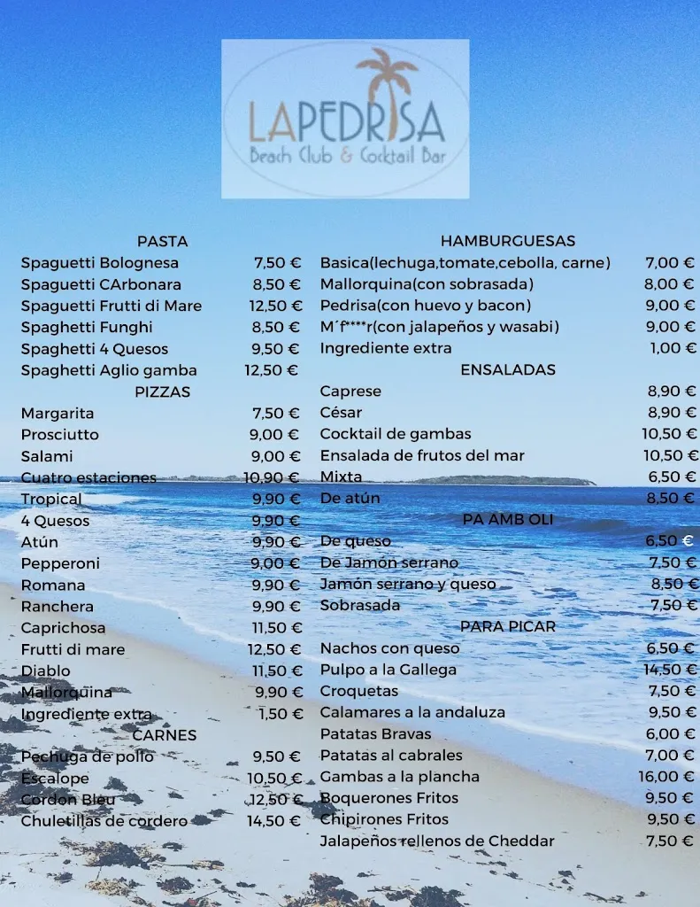Menu_Beach Club y Cocktail Bar La Pedrisa_Can Pastilla_image_1