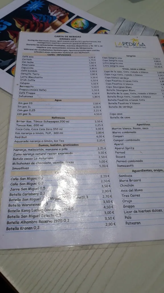 Menu_Beach Club y Cocktail Bar La Pedrisa_Can Pastilla_image_2