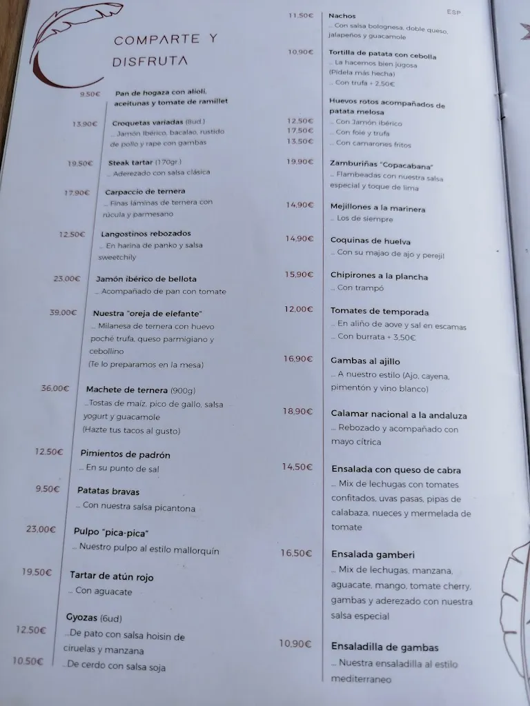 Menu_Restaurant Copacabana_Can Picafort_image_2