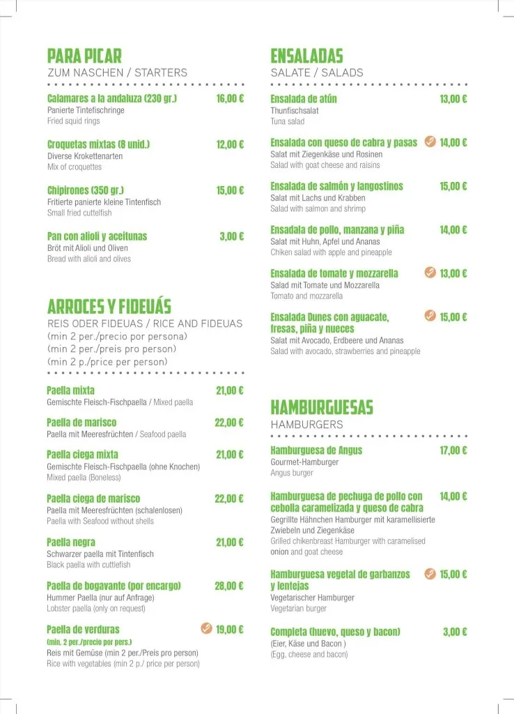 Menu_Restaurant Dunes Platja_Can Picafort_image_1