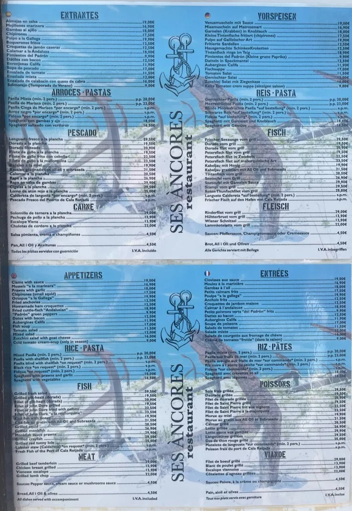Menu_Ses Àncores_Capdepera_image_1