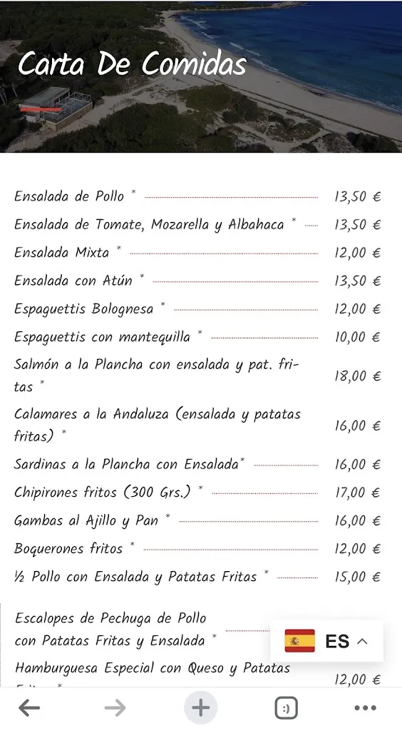 Menu_Bar-Restaurante Paraiso de Barbassa - Beach Club_Capdepera_image_1