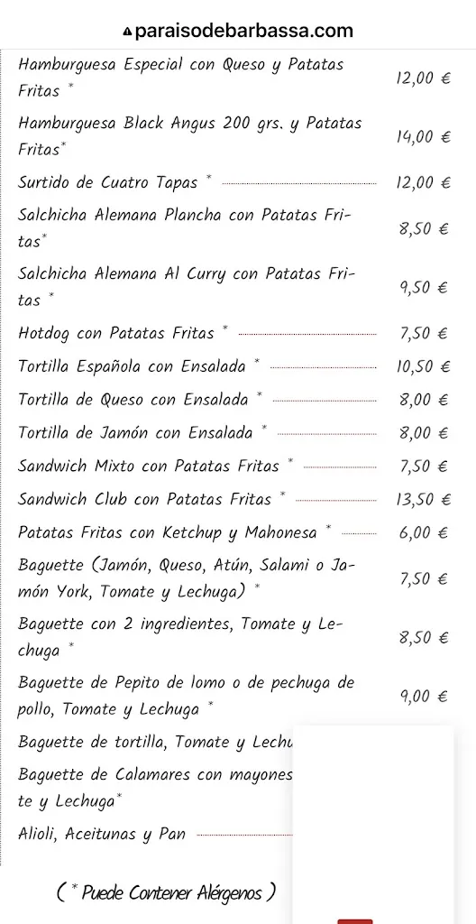 Menu_Bar-Restaurante Paraiso de Barbassa - Beach Club_Capdepera_image_2