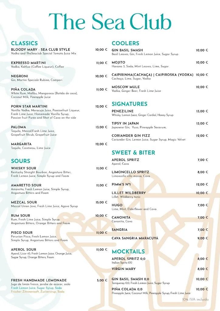 Menu_The Sea Club Restaurant & Cocktail Bar_Capdepera_image_1